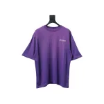 Balenciaga 25ss washed cola embroidery fried color hole short-sleeved T-shirt purple