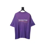 Balenciaga 25ss washed cola embroidery fried color hole short-sleeved T-shirt purple