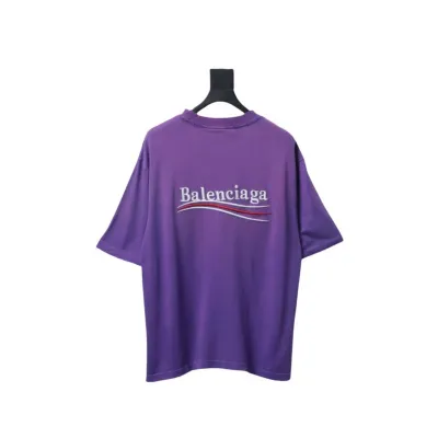 Balenciaga 25ss washed cola embroidery fried color hole short-sleeved T-shirt purple 02