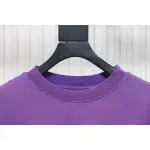Balenciaga 25ss washed cola embroidery fried color hole short-sleeved T-shirt purple