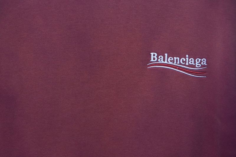 Balenciaga 25ss washed cola embroidery fried color hole short-sleeved T-shirt red
