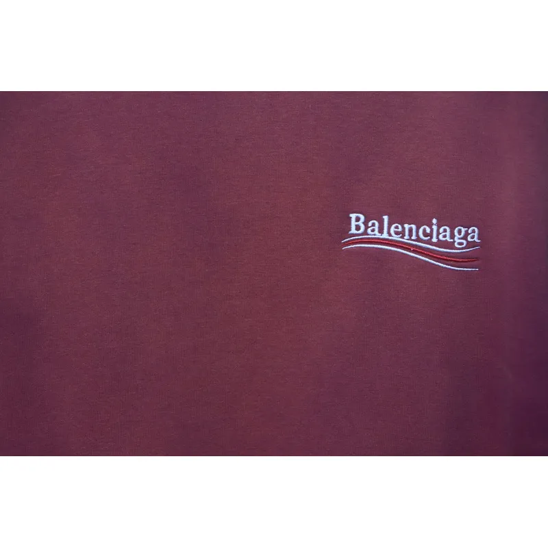 Balenciaga 25ss washed cola embroidery fried color hole short-sleeved T-shirt red