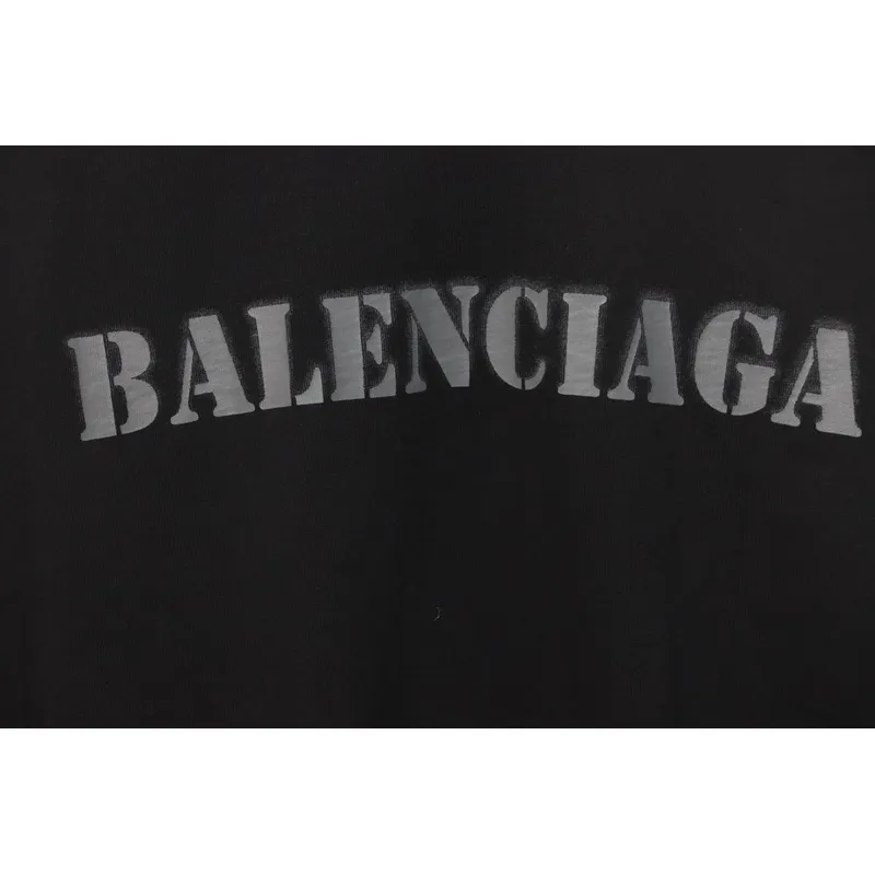 Balenciaga Blurred Inkjet Letters Short Sleeve T-shirt Black