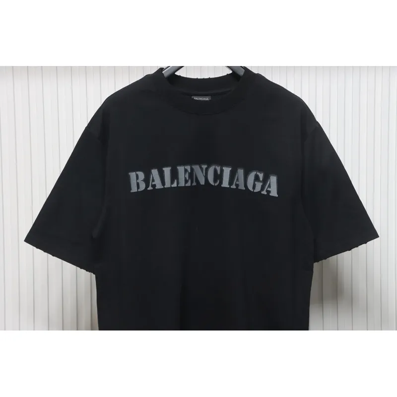 Balenciaga Blurred Inkjet Letters Short Sleeve T-shirt Black