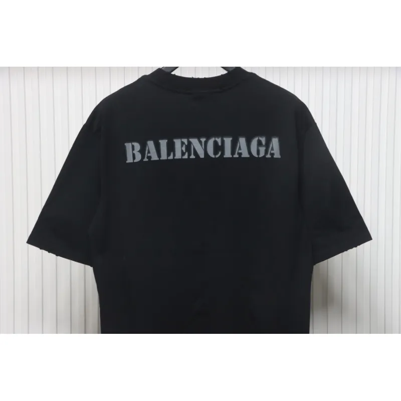Balenciaga Blurred Inkjet Letters Short Sleeve T-shirt Black