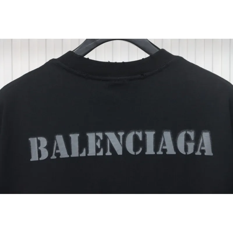 Balenciaga Blurred Inkjet Letters Short Sleeve T-shirt Black