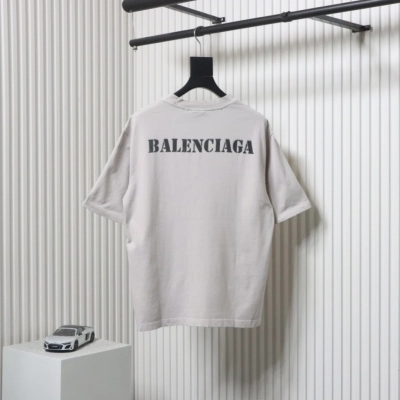 Balenciaga Blurred Inkjet Letters Short Sleeve T-shirt Light Gray 02