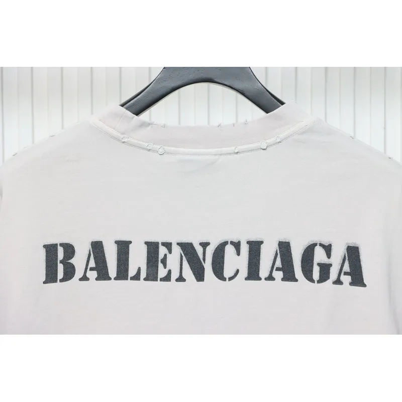 Balenciaga Blurred Inkjet Letters Short Sleeve T-shirt Light Gray