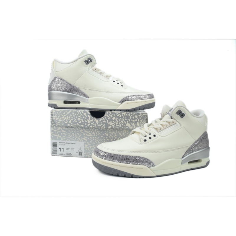 PK God Batch Air Jordan 3 Retro 'Sail Metallic Silver' CK9246-100