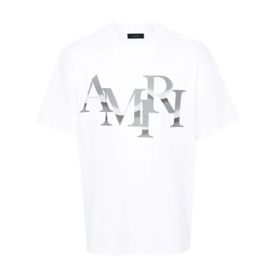 AMIRI White Staggered Chrome T-Shirt 01