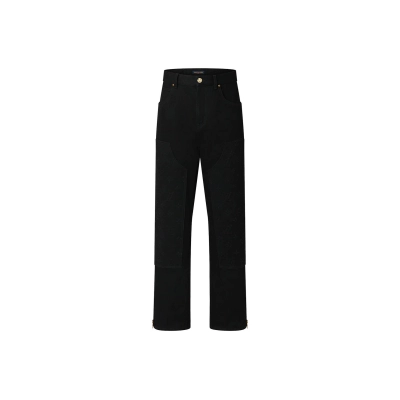 Louis Vuitton Monogram Detail Carpenter Denim Pants Black 01