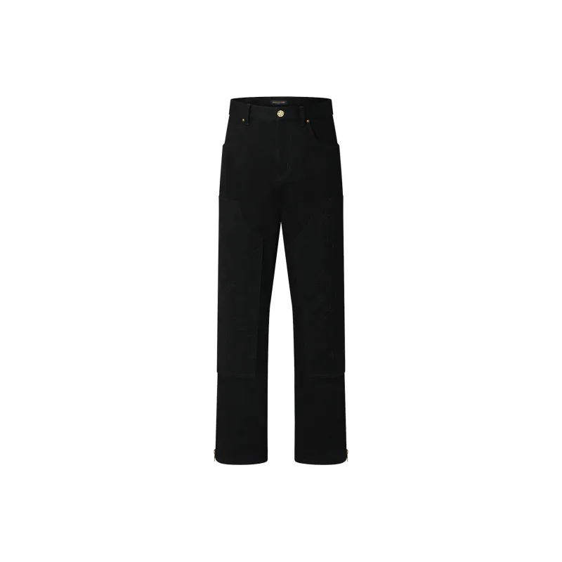 Louis Vuitton Monogram Detail Carpenter Denim Pants Black