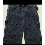 Louis Vuitton Monogram Detail Carpenter Denim Pants Black