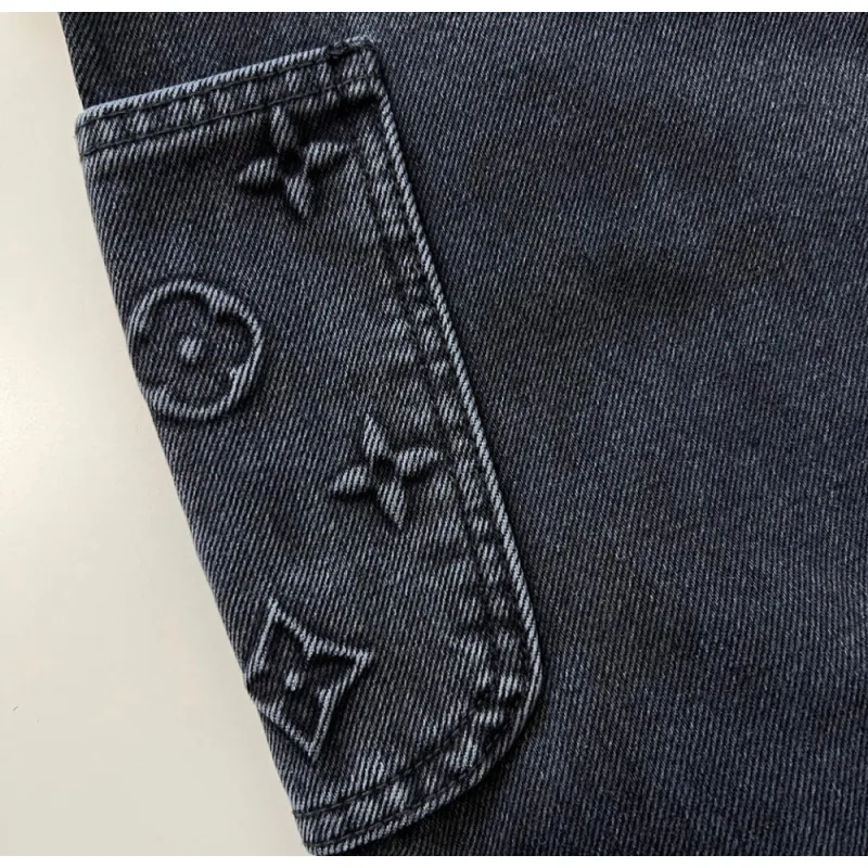Louis Vuitton Monogram Detail Carpenter Denim Pants Black