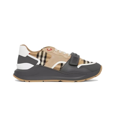 Burberry House Check Pattern Canvas Sneakers Beige/Black 02