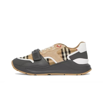 Burberry House Check Pattern Canvas Sneakers Beige/Black 01