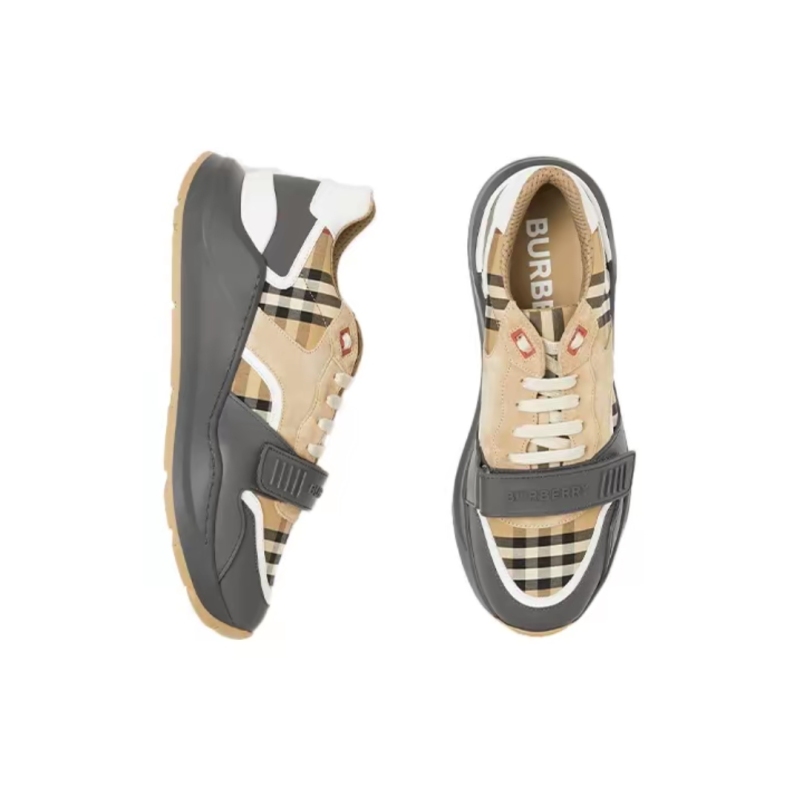 Burberry House Check Pattern Canvas Sneakers Beige/Black