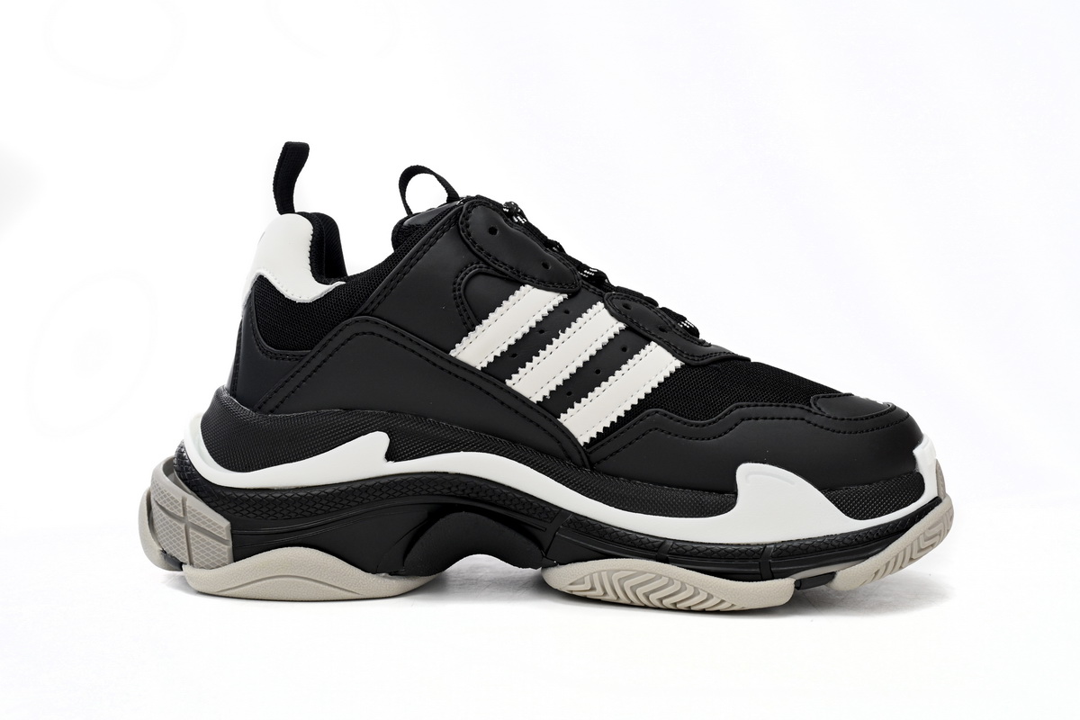 Pkstockx Adidas x Balenciaga Triple S Black And White Bars 712764 W2ZB2 1090