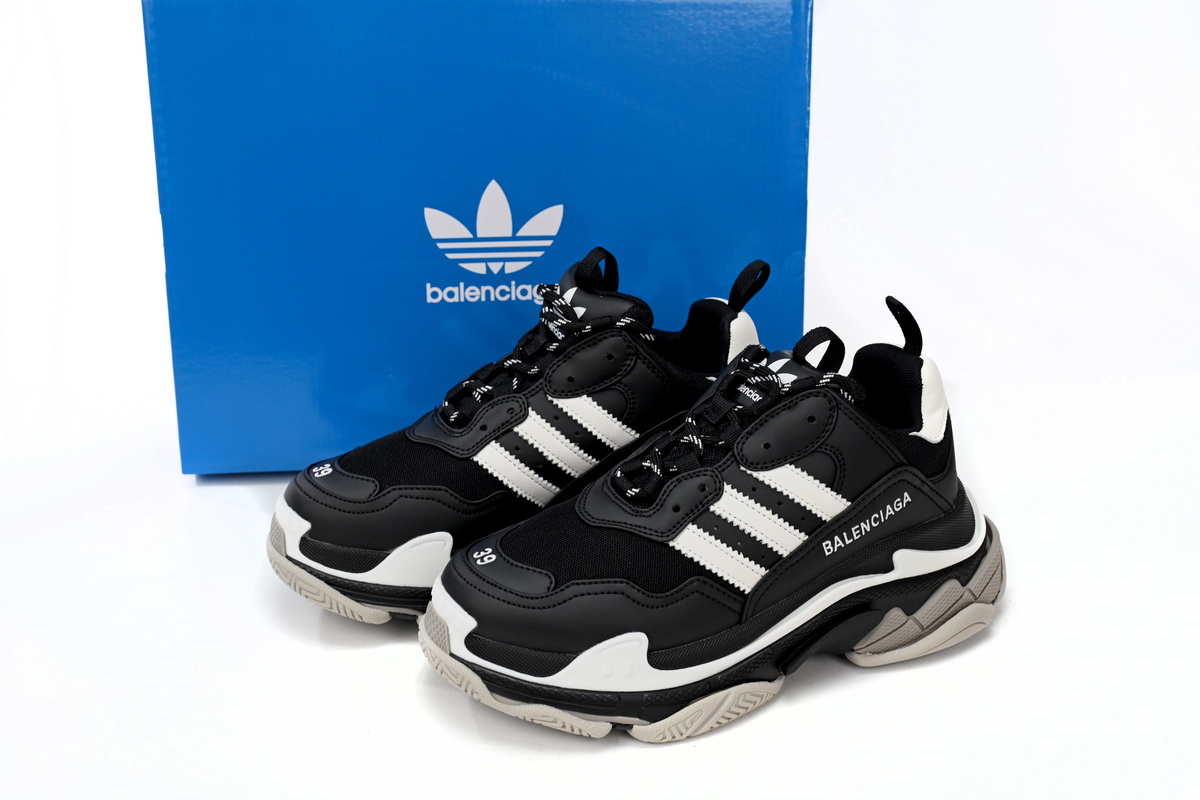 Pkstockx Adidas x Balenciaga Triple S Black And White Bars 712764 W2ZB2 1090
