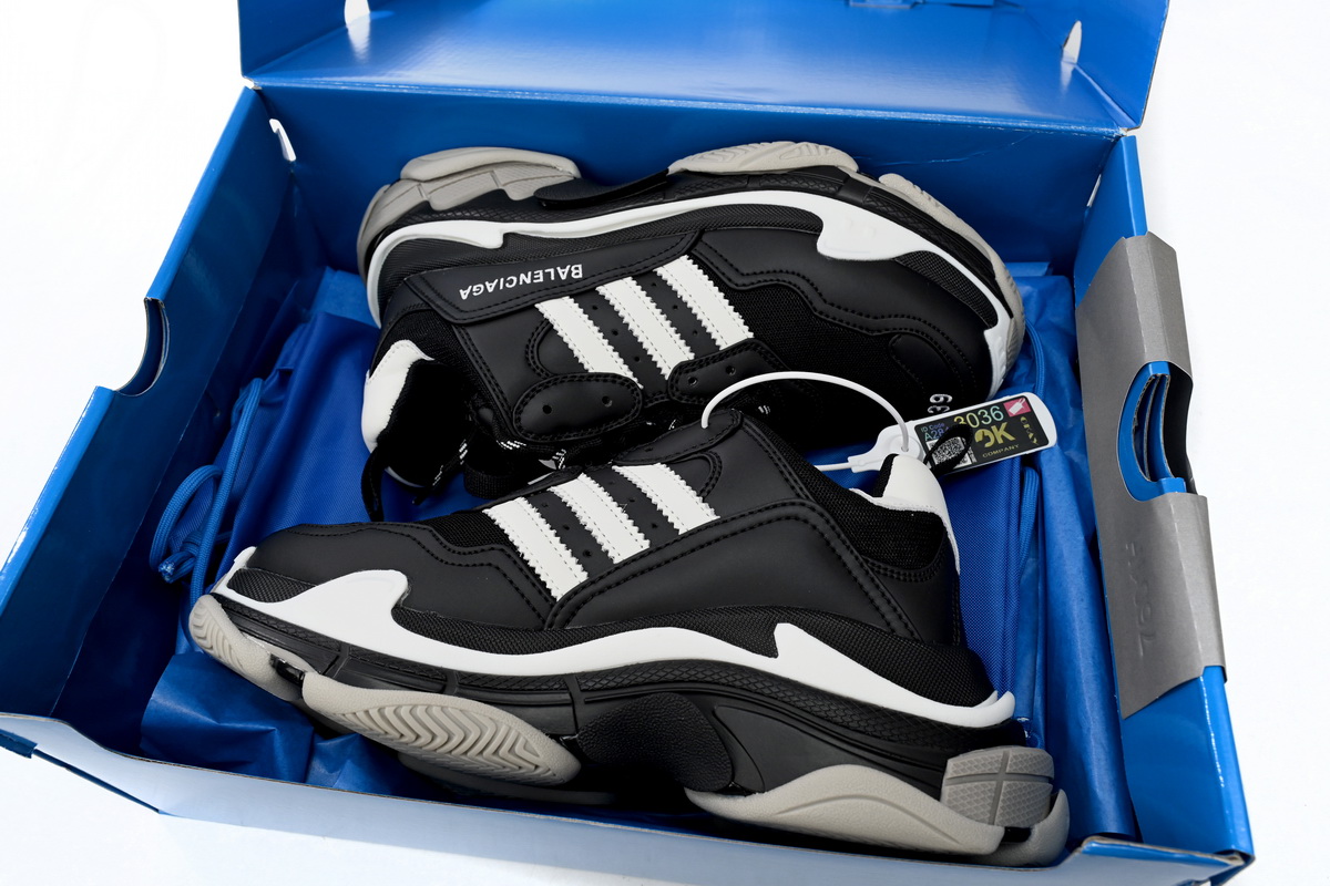Pkstockx Adidas x Balenciaga Triple S Black And White Bars 712764 W2ZB2 1090