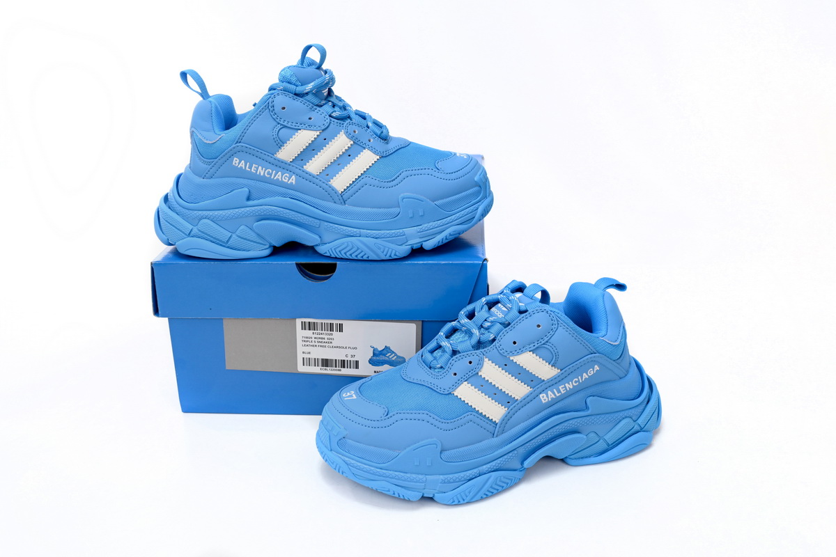 Pkstockx Adidas x Balenciaga Triple S Blue And White Bars