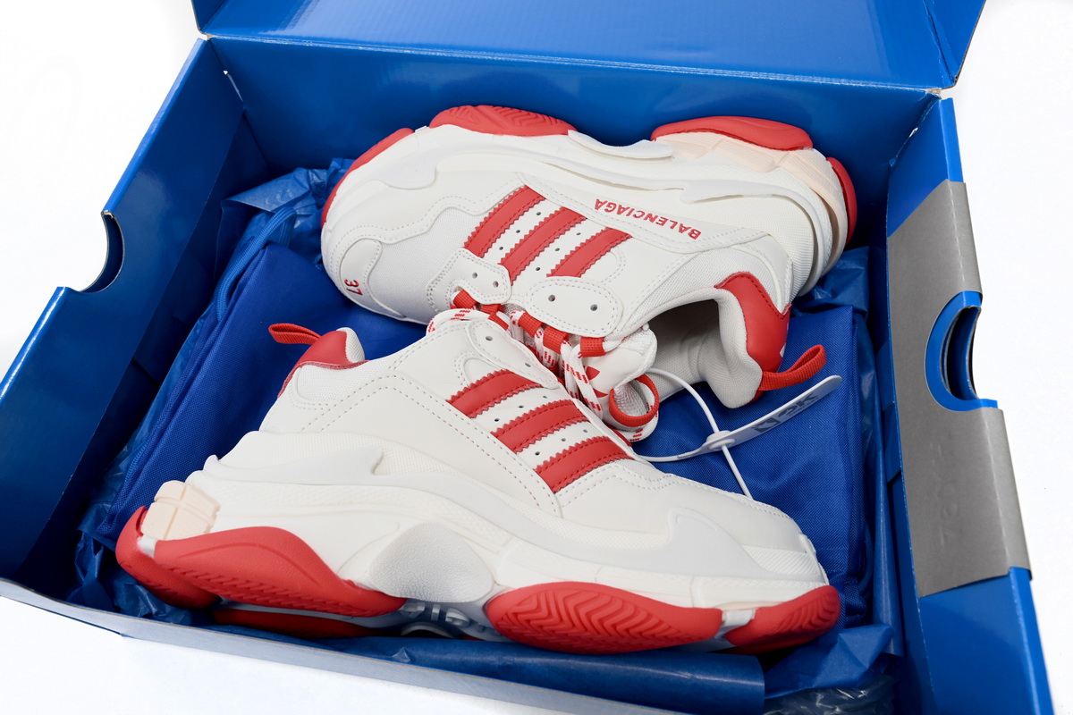 Pkstockx Adidas x Balenciaga Triple S White Red Bar