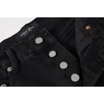 Purple Brand Shorts Pants Patchwork Men's Crease Skinny Fit Black Jeans 5001