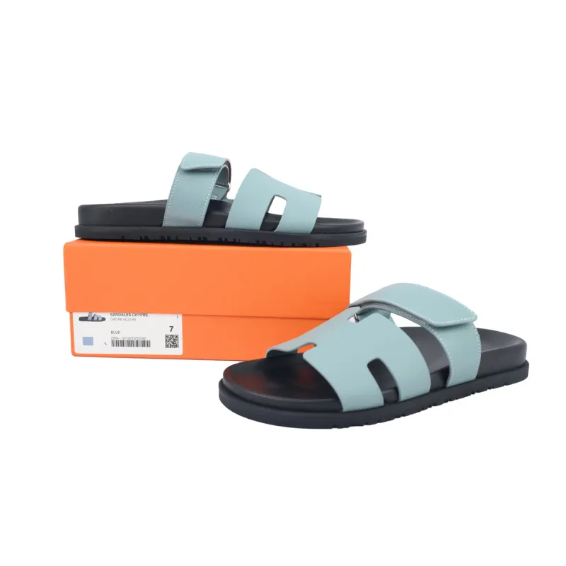 Hermes Flat Slippers Blue