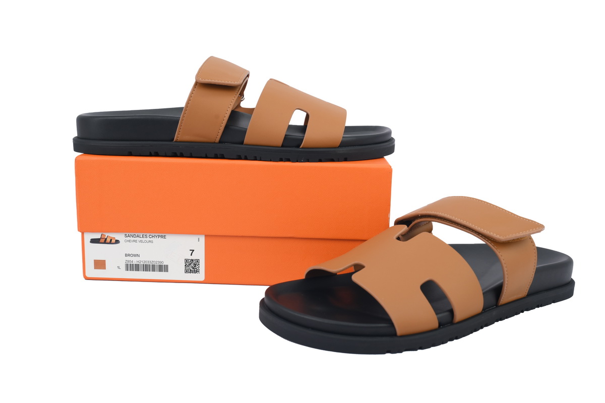 Hermes Flat Flip Flops Brown