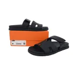 Hermes Flat Slippers Black