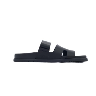 Hermes Flat Slippers Black 02