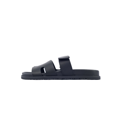 Hermes Flat Slippers Black 01