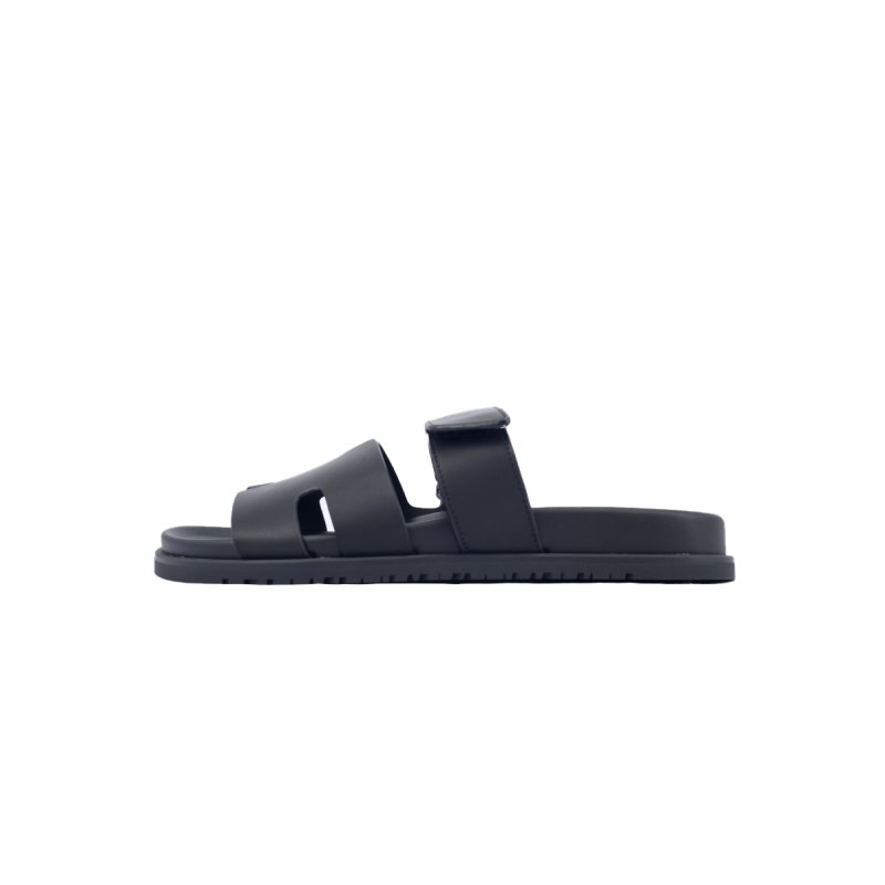 Hermes Flat Slippers Black