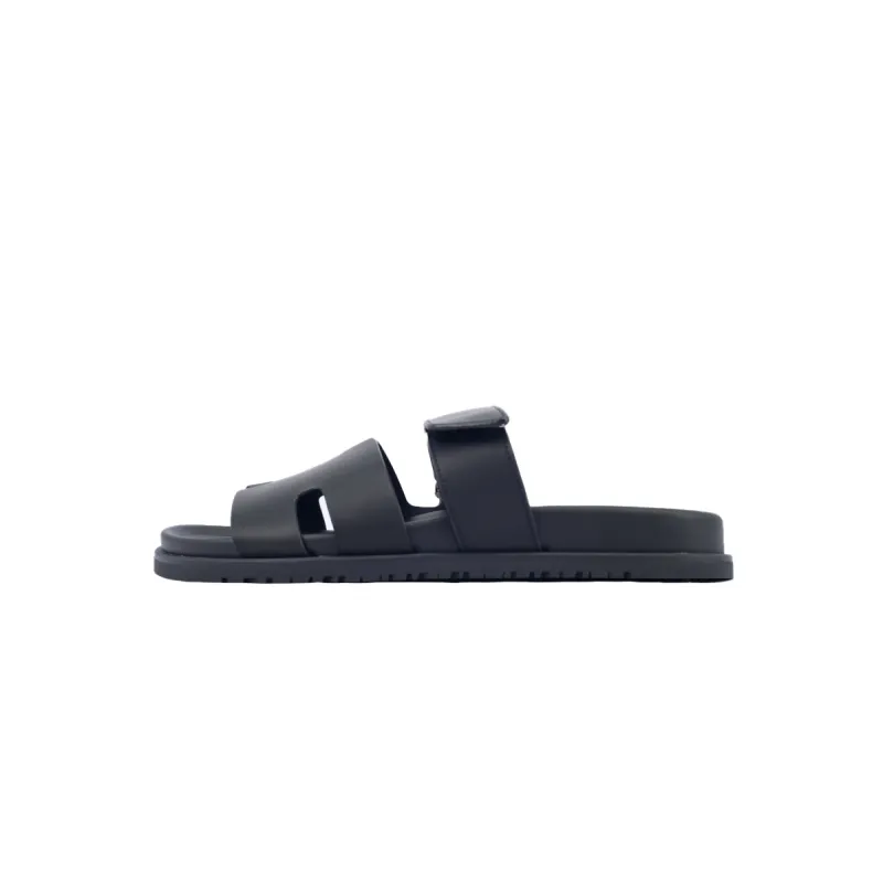Hermes Flat Slippers Black