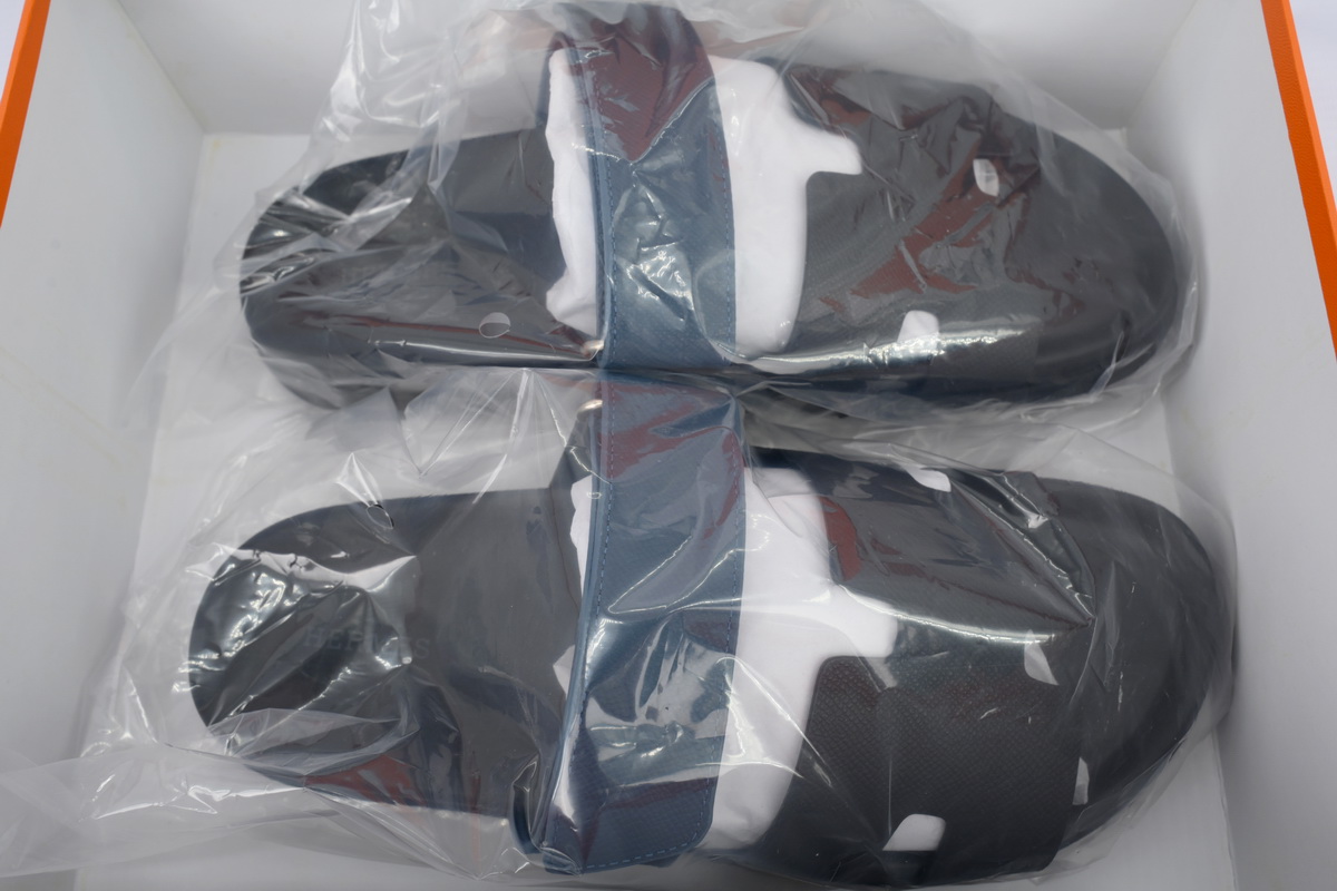 Hermes Flat Slippers Black Blue