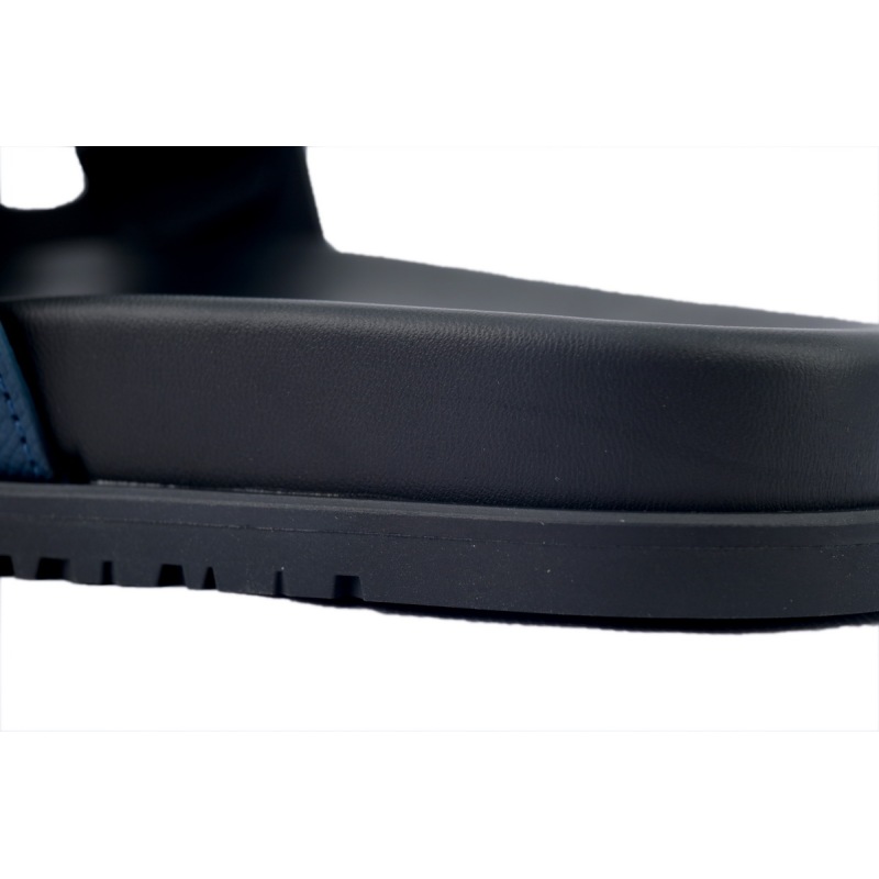 Hermes Flat Slippers Black Blue