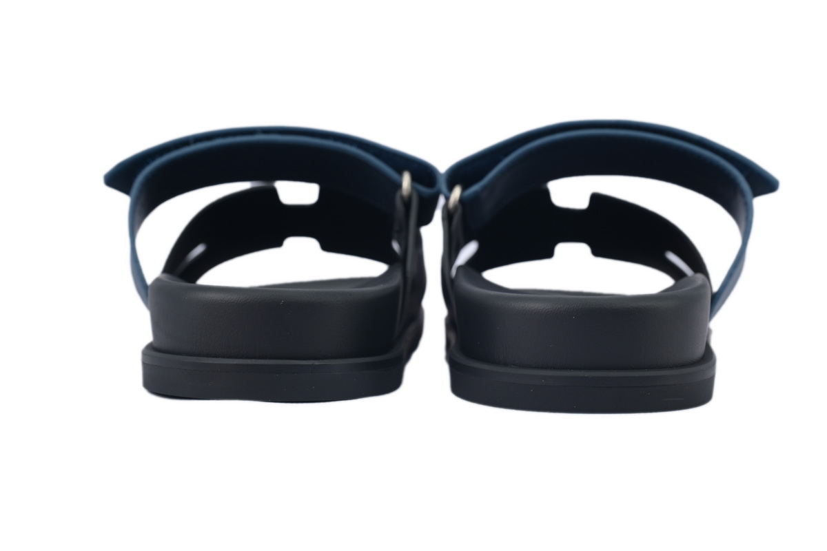 Hermes Flat Slippers Black Blue