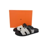 Hermes Flat Slippers Dark Gray
