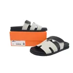 Hermes Flat Slippers Dark Gray