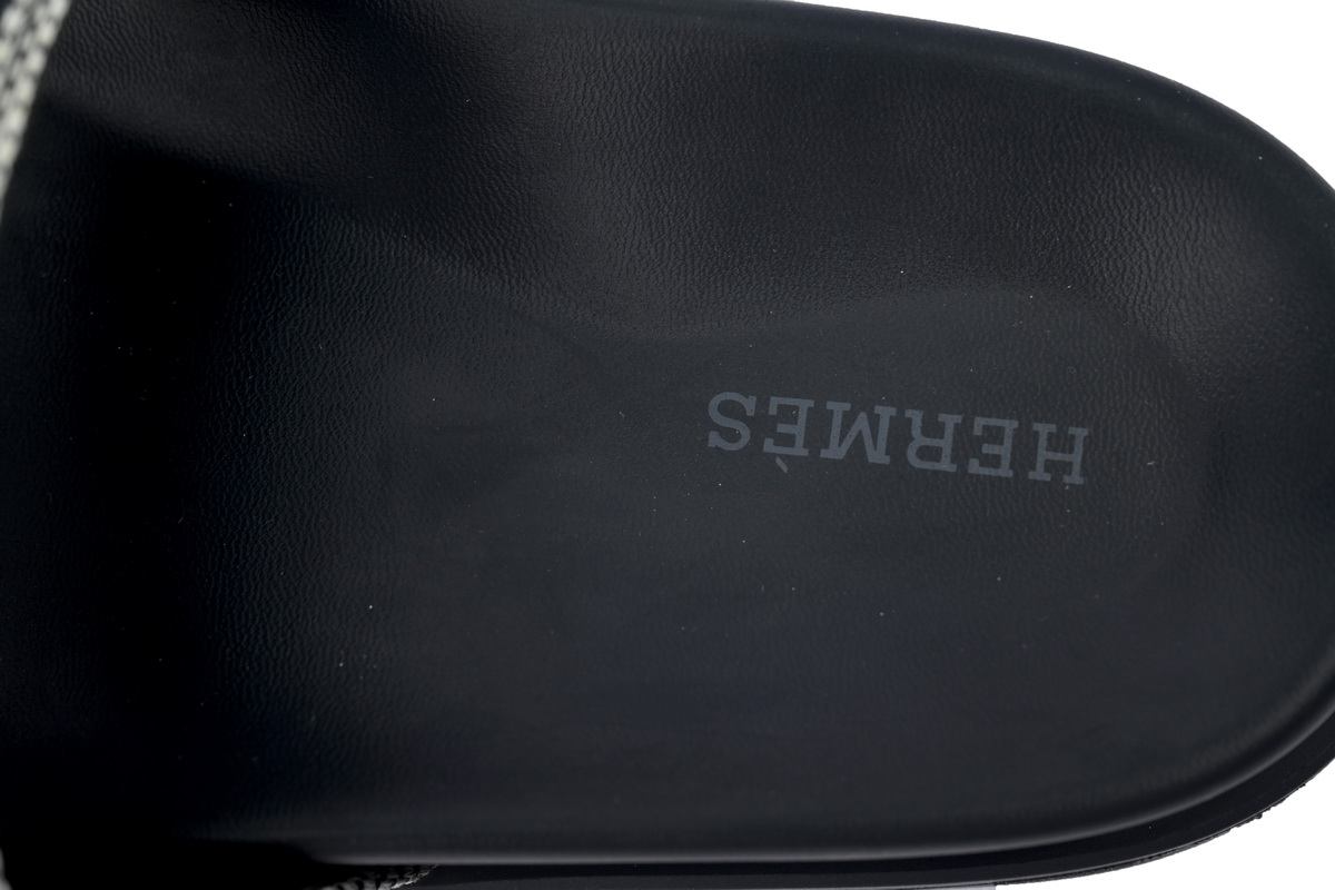 Hermes Flat Slippers Dark Gray