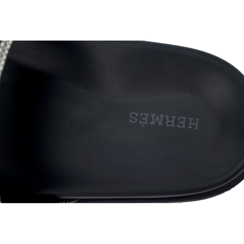 Hermes Flat Slippers Dark Gray