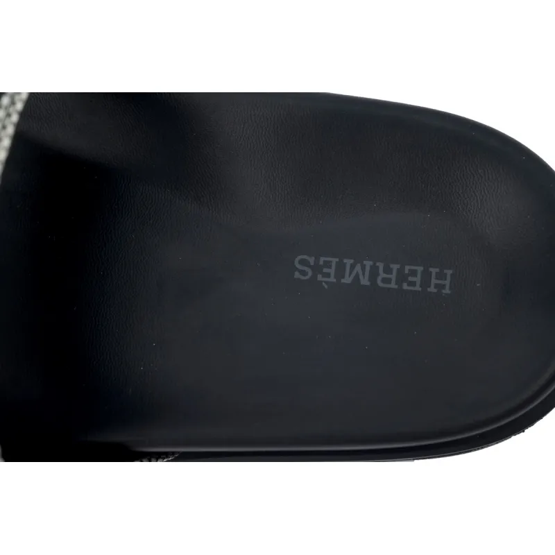 Hermes Flat Slippers Dark Gray
