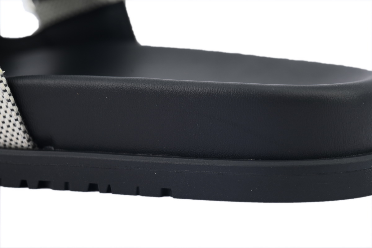 Hermes Flat Slippers Dark Gray