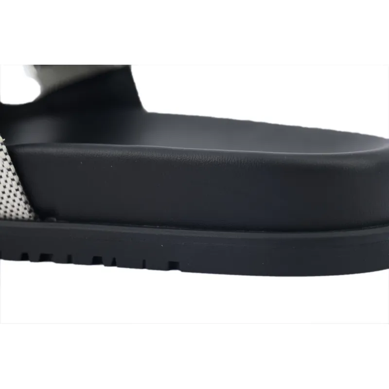 Hermes Flat Slippers Dark Gray