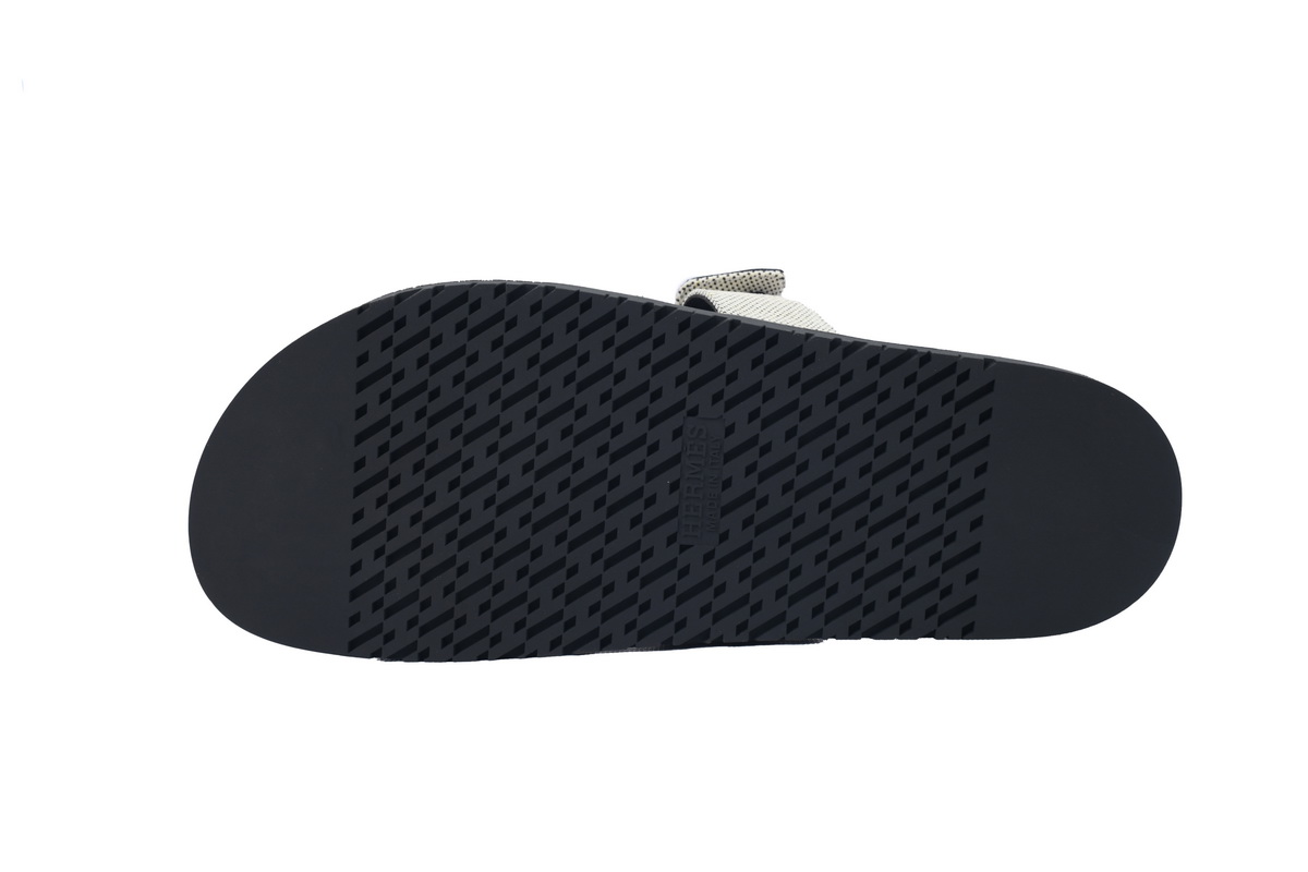 Hermes Flat Slippers Dark Gray