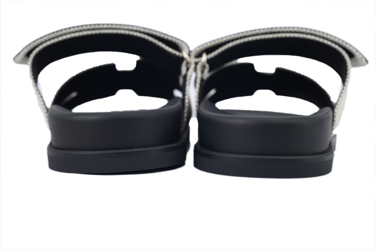 Hermes Flat Slippers Dark Gray