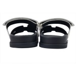 Hermes Flat Slippers Dark Gray