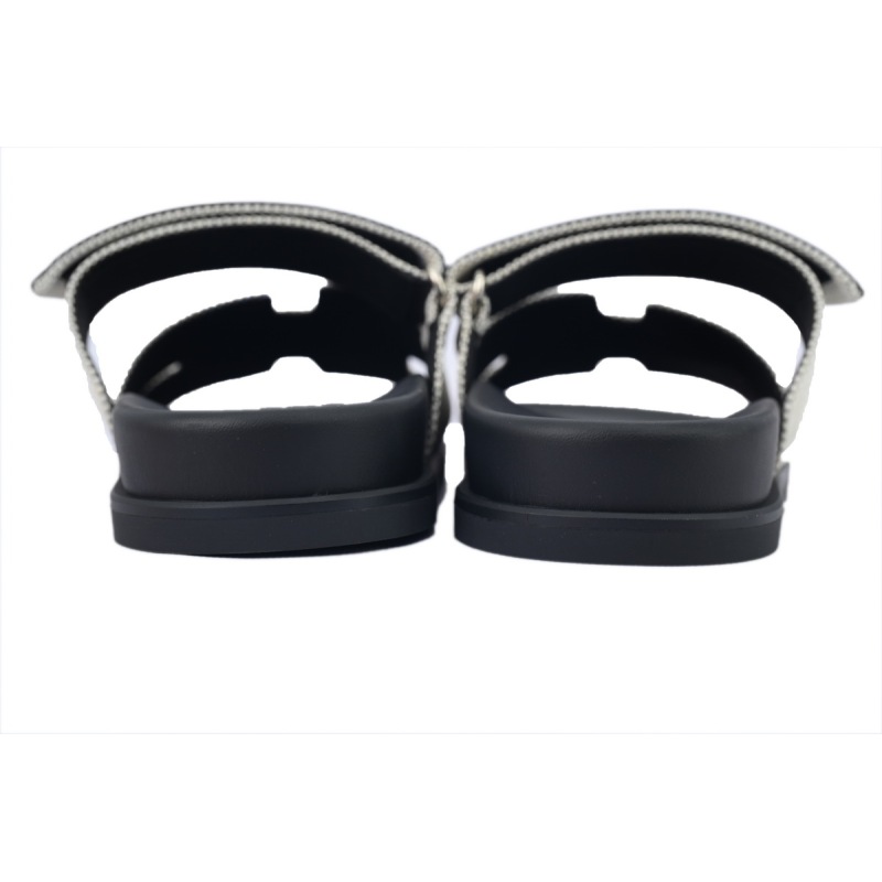 Hermes Flat Slippers Dark Gray