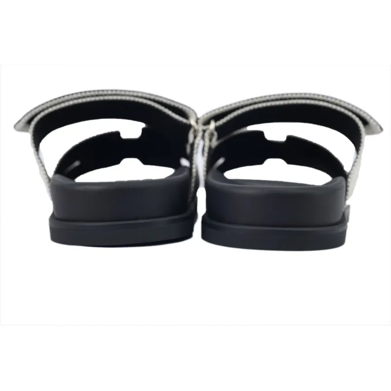 Hermes Flat Slippers Dark Gray