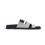 Hermes Flat Slippers Dark Gray